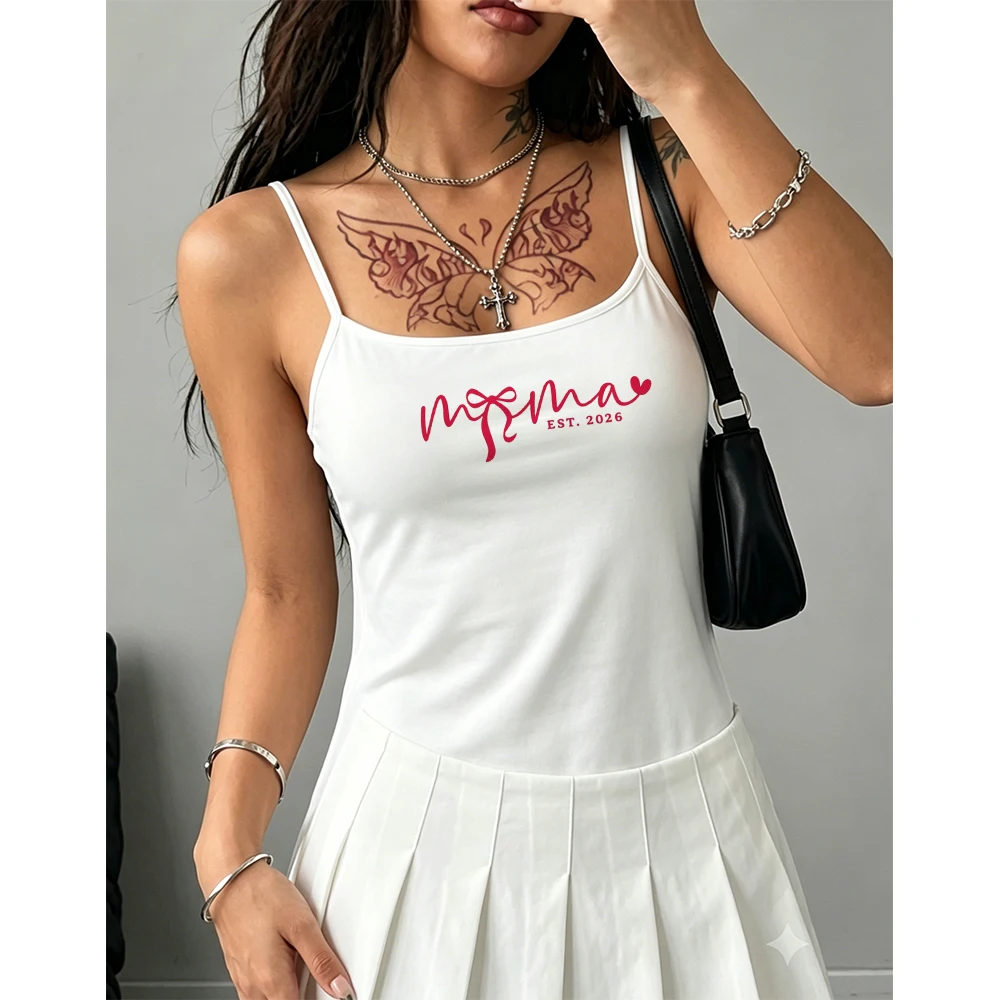 Lovely Mama EST 2026 Camisole Cute Heart Letter Print Tank Top Mother Day Holiday Meaningful Birthday Gift for Women