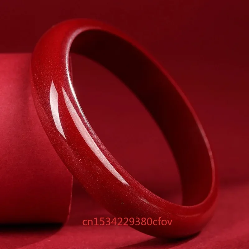 

Red Real Cinnabar Wide Version Heart Sutra Bracelet Vintage Bangle Gifts for Women Men Amulet Natural Jewelry Charm Carved Gift