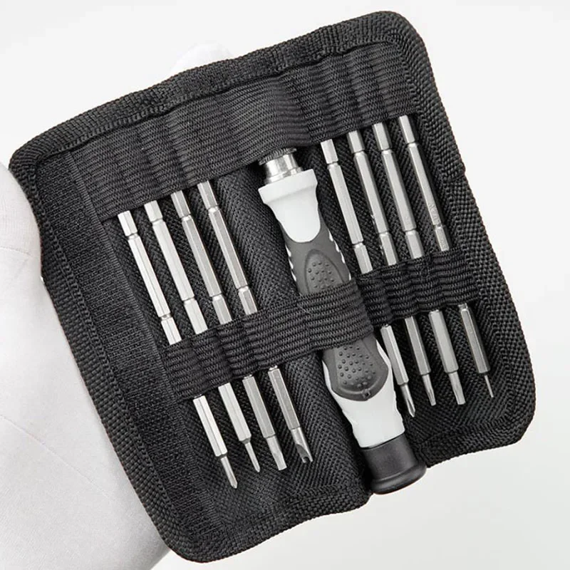 Precision 9 in 1 Screwdriver Set Canvas Bag Disassemble Opening Repair Tools Kit for Phone Glass Clock Watches & Other Devices