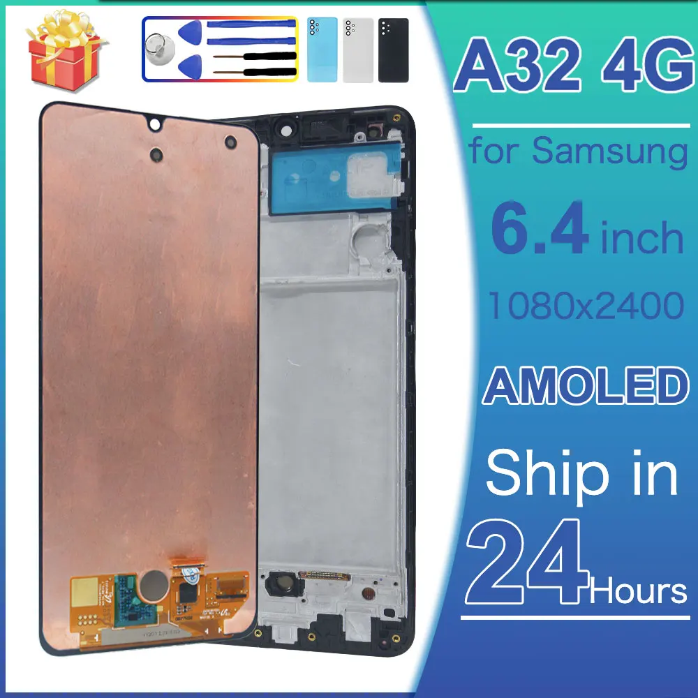 Pantalla LCD Super AMOLED para Samsung Galaxy A32 4G, Pantalla Táctil Digitalizadora para Samsung A32 4G, Pantalla para Teléfono A325F A325M A325N