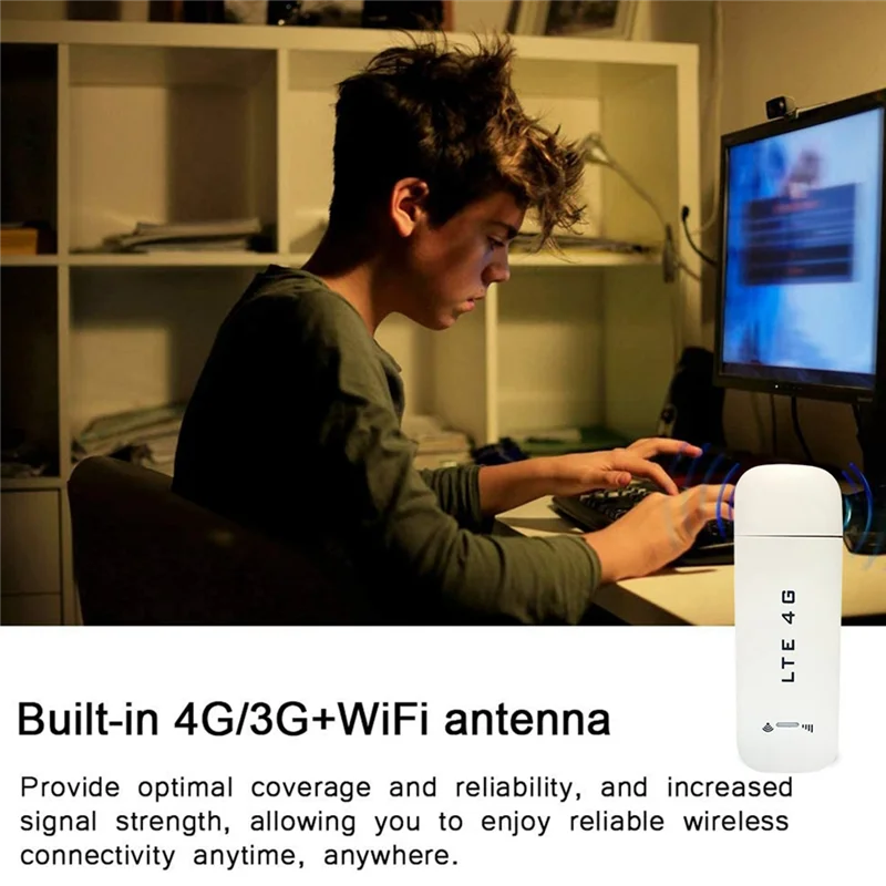 Roteador WiFi USB portátil com slot para cartão SIM, adaptador de rede do modem, Dongle, 150Mbps, 4G LTE