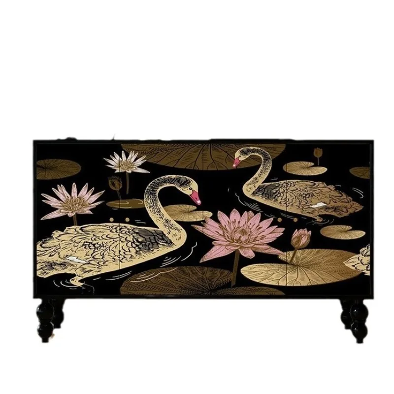 

French medieval style solid wood living room retro style new Chinese style entrance aisle decorative cabinet