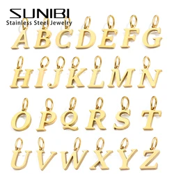 SUNIBI 26 Letters Stainless Steel Cut Alphabet Pendant for DIY Woman Necklace Ladies Jewelry Accessories Wholesale Dropshipping