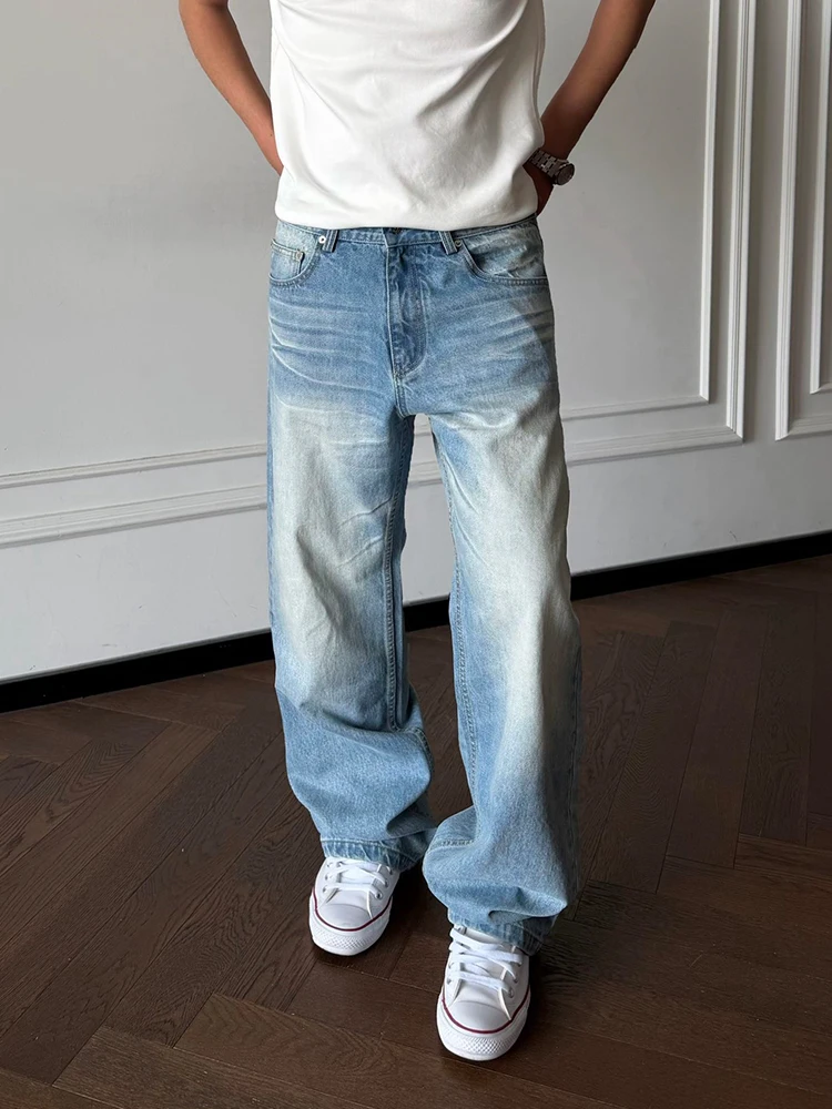 

Waed Blue Jeans Men's Summer Thin Straight Leg Bell Bot Vintage American Vibe Sle Jeans mid Waist Button Closure Loos...