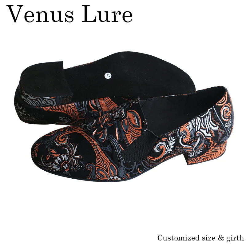 Venus Lure-zapatos de baile de salón para hombre, calzado de tacón bajo con calavera roja, zapatos de Salsa de Bachata latina, zapatos de baile para fiesta de Halloween