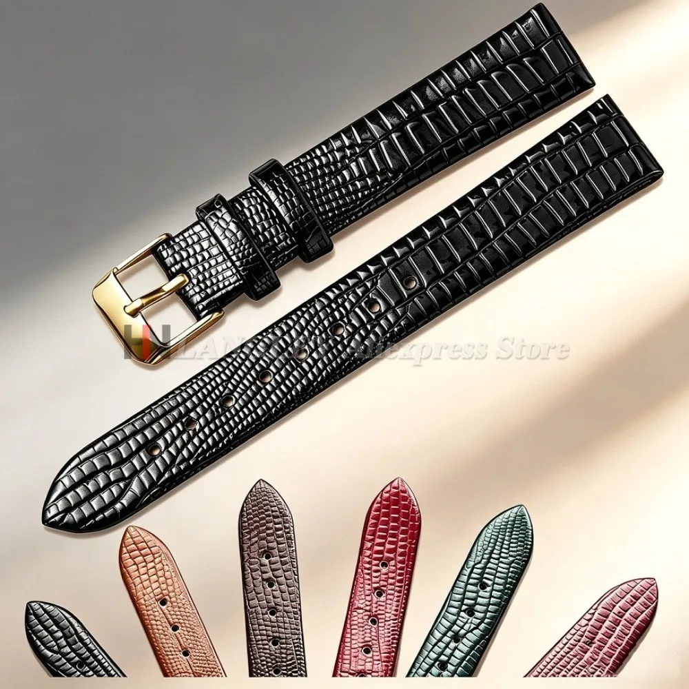 8mm 10mm 12mm 14mm 16mm Lizard Patterned Ultra-thin Leather Strap for Women Watch Band Small Slim Leather Watch Universal Strap