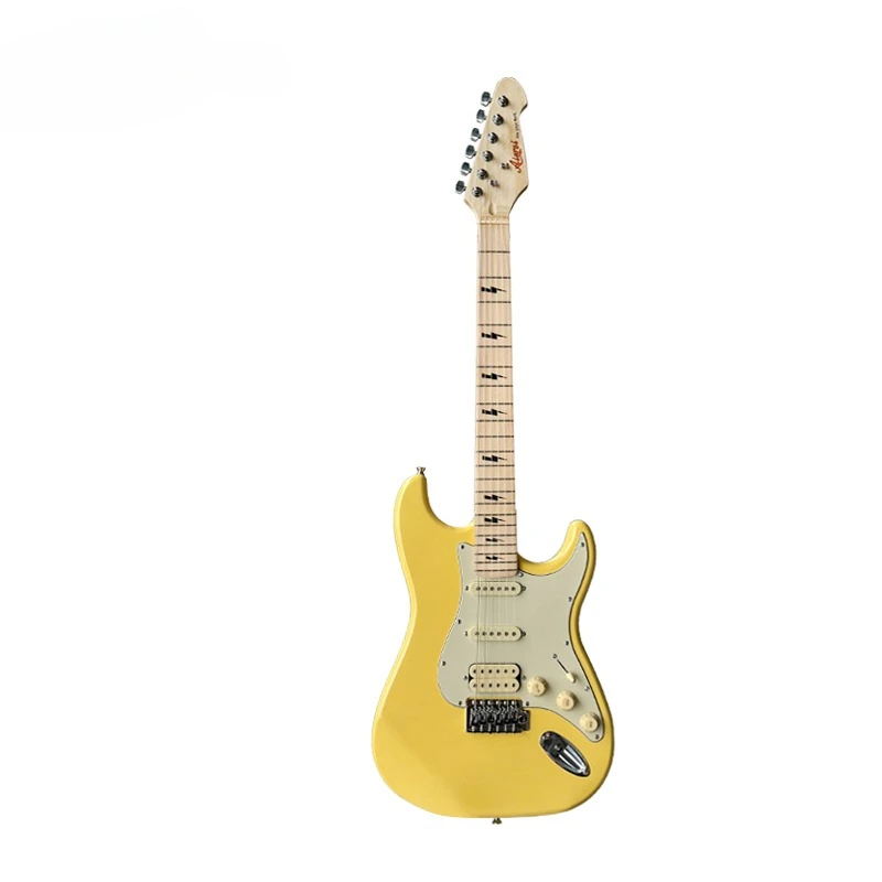 Electric Guitar Yellow Color 6 String Solid Wood and Maple Fretboard Music Instrument