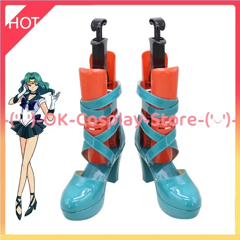 

[Custom Made] Kaiou Michiru Cosplay Shoes Neptune Cosplay Prop PU Leather Shoes Halloween Carnival Boots