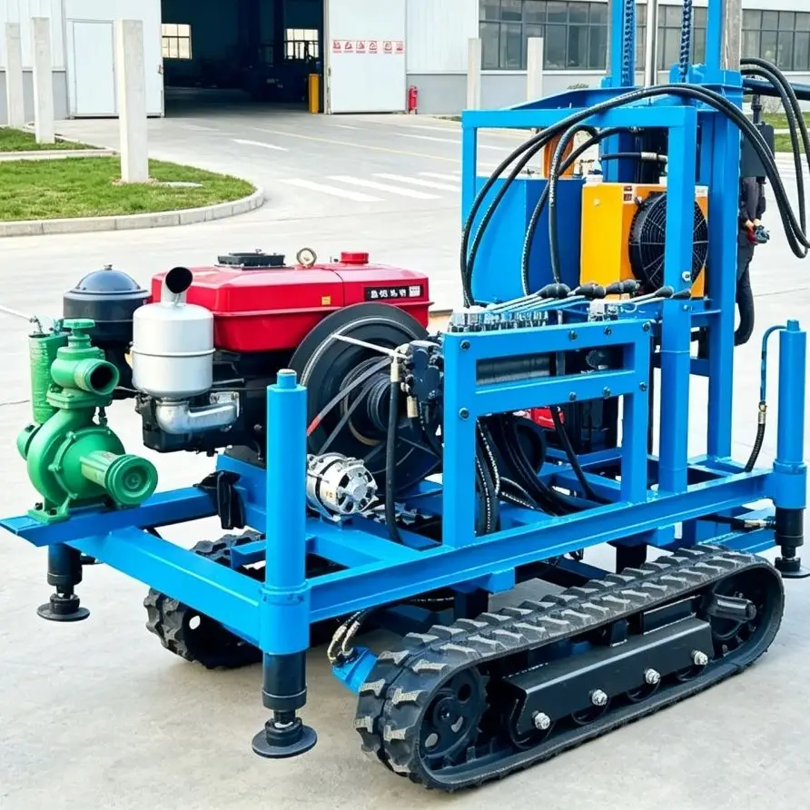Customized Small‑sized Rubber‑track Hydraulic Water Well Drilling Rig, Movable Well‑drilling Equipment, Drilling Machine