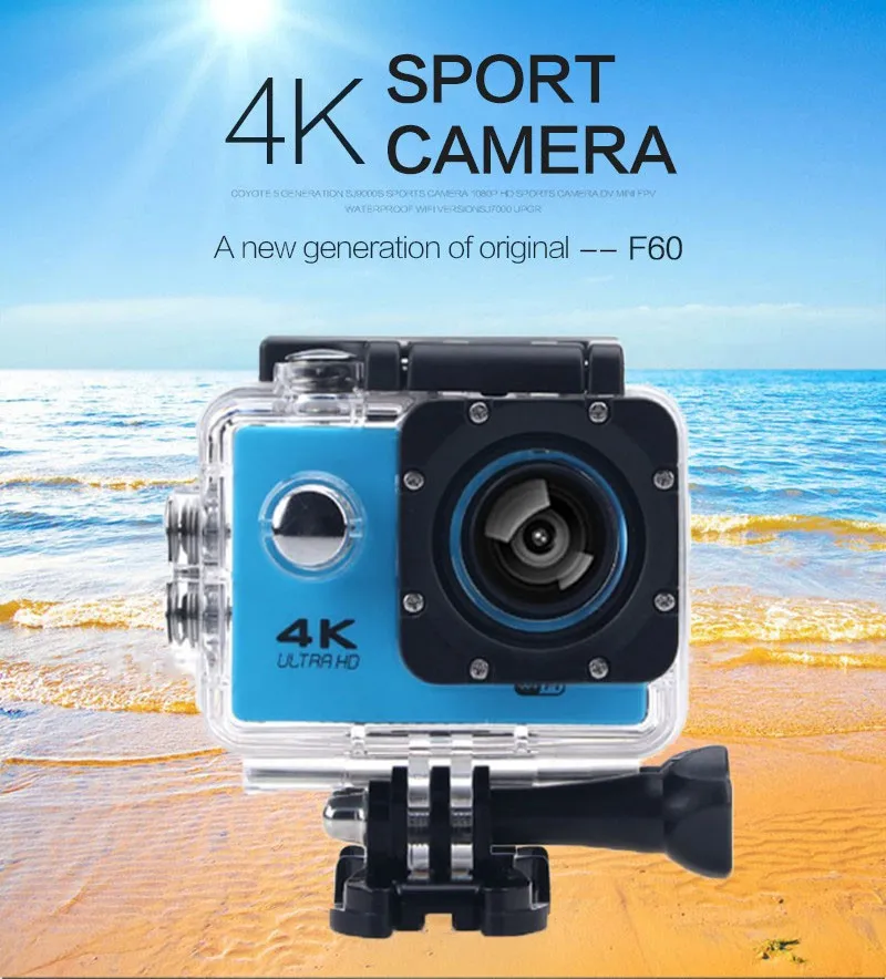 Action Camera 4K 30fps WiFi Sports Camera 2.0 Inch Screen Outdoor Waterproof Mini Camera Sport DV with Remote Control