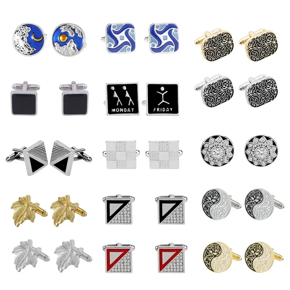 

Luxury Men's Cufflinks High Quality Square Round Maple Leaf Cufflinks for Men Fashion Shirt Cufflinks