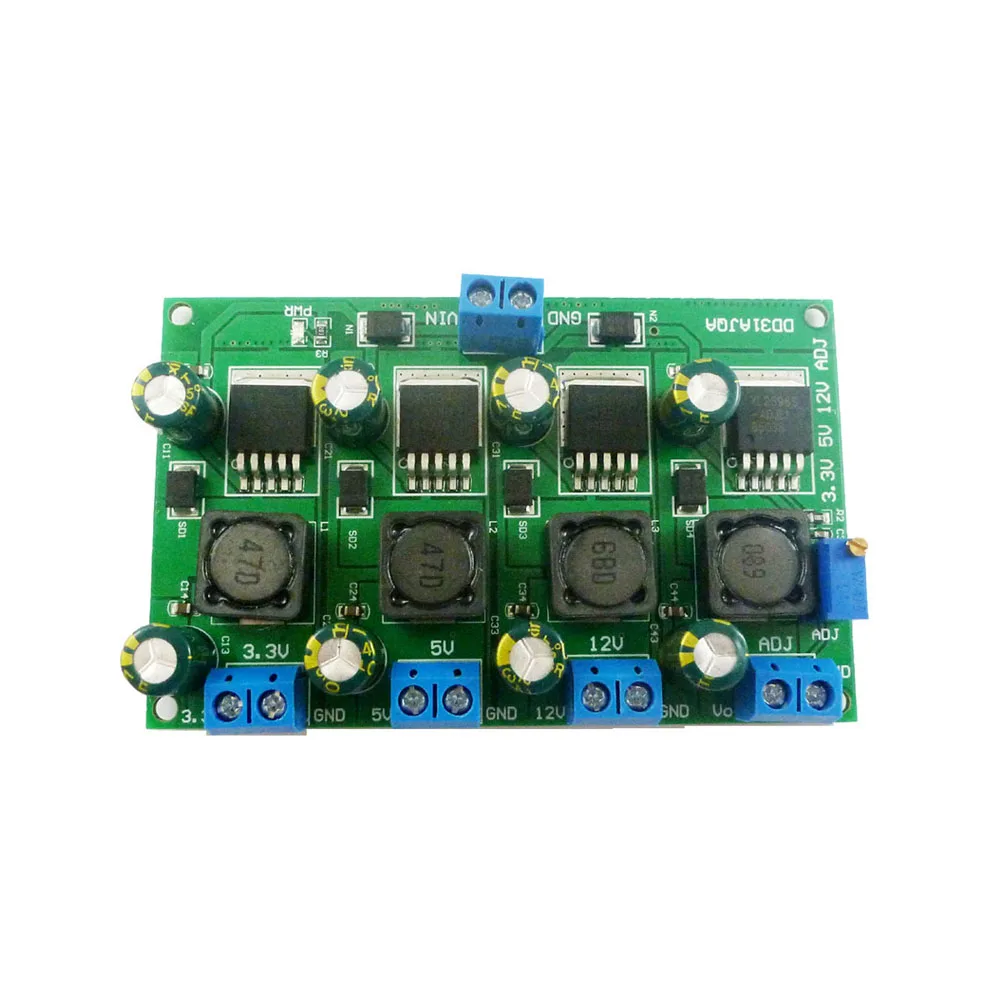 

4 Channels Multiple Switching Step-Down Power Supply Module 3A 3.3V 5V 12V ADJ Adjustable Output DC-DC Buck Converter Board