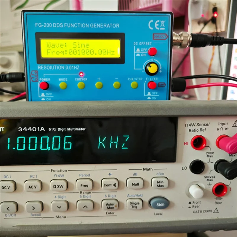 N35R-FG200 DDS Function Signal Generator Frequency Counter 0.01Hz - 500Khz Signal Source Module Sine+Square+Sawtooth Waveform