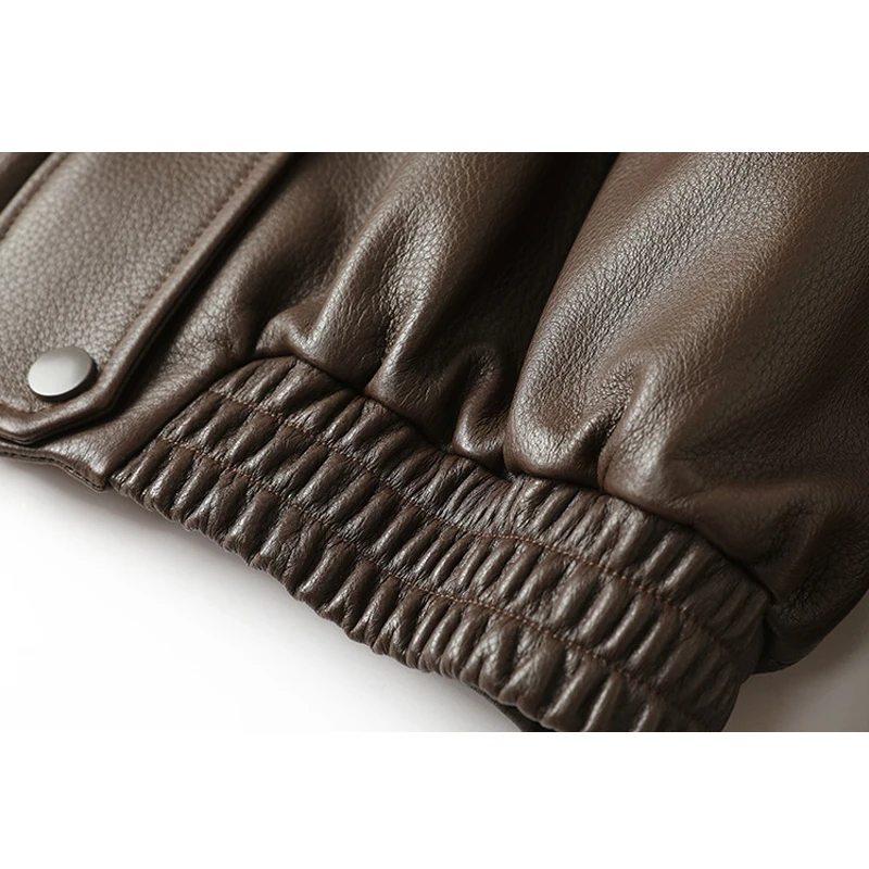 Kurtki damskie ze skóry naturalnej na jesień i zimę, luźny krój, skóra owcza klasy A, długi rękaw, zapinane na zamek, płaszcze.