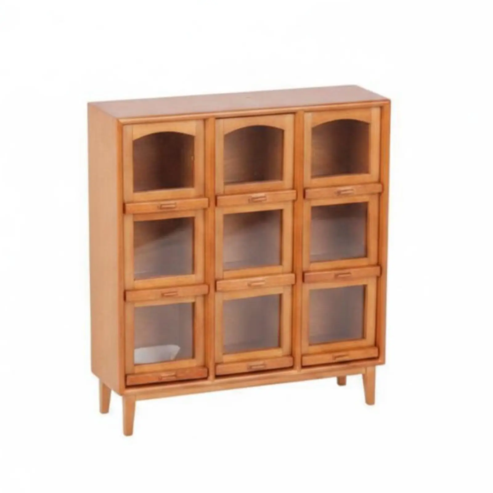 9-Grid Cabinet Japanese Rustic Aesthetic Miniature Storage Cabinet Realistic Appearance Miniature Shelf Organizer for