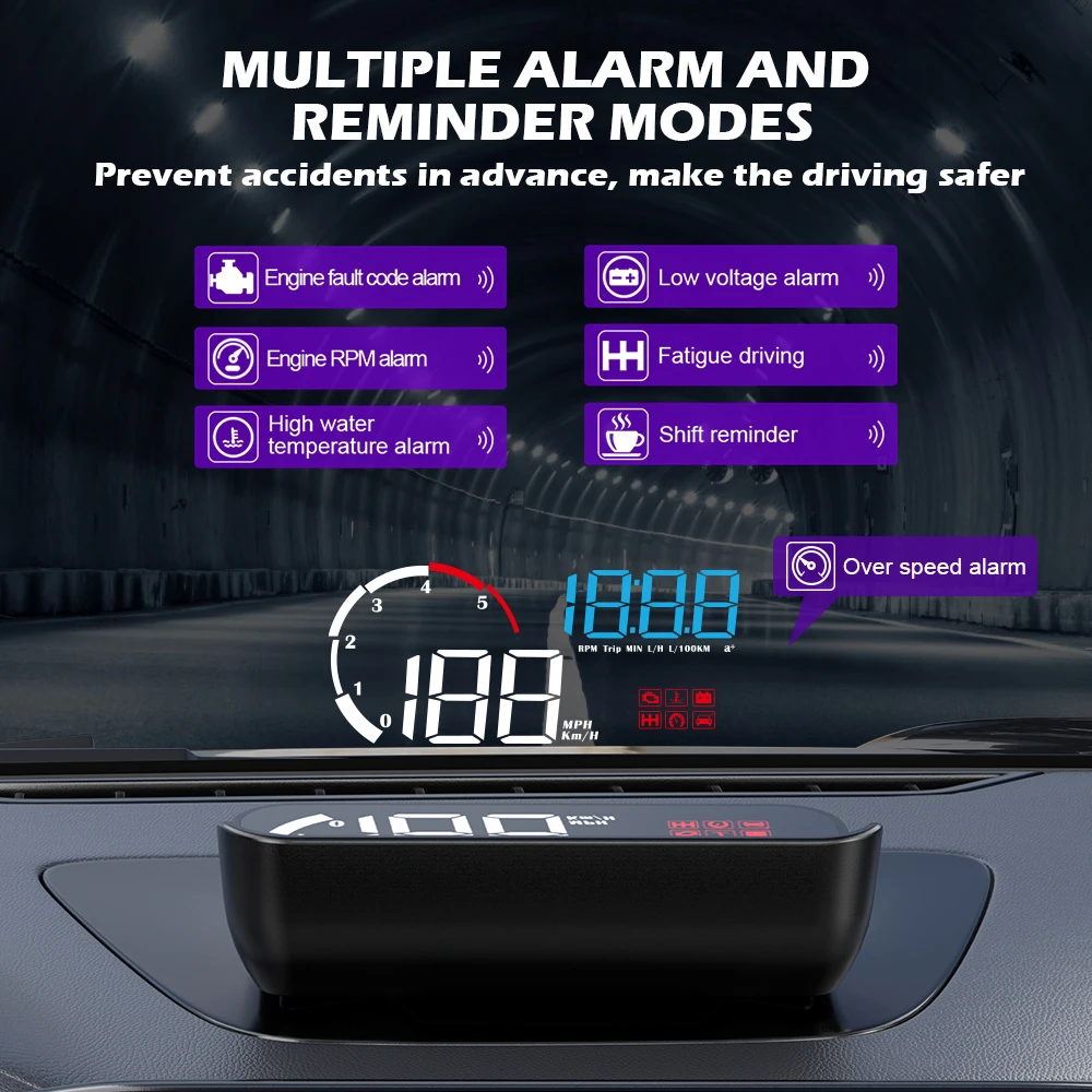Auto M10 Hud Display OBD2 HUD Head Up Display Km/H Tachometer Windschutzscheibe Projektion Übergeschwindigkeitswarnung Digital On Board Computer – Bild 3