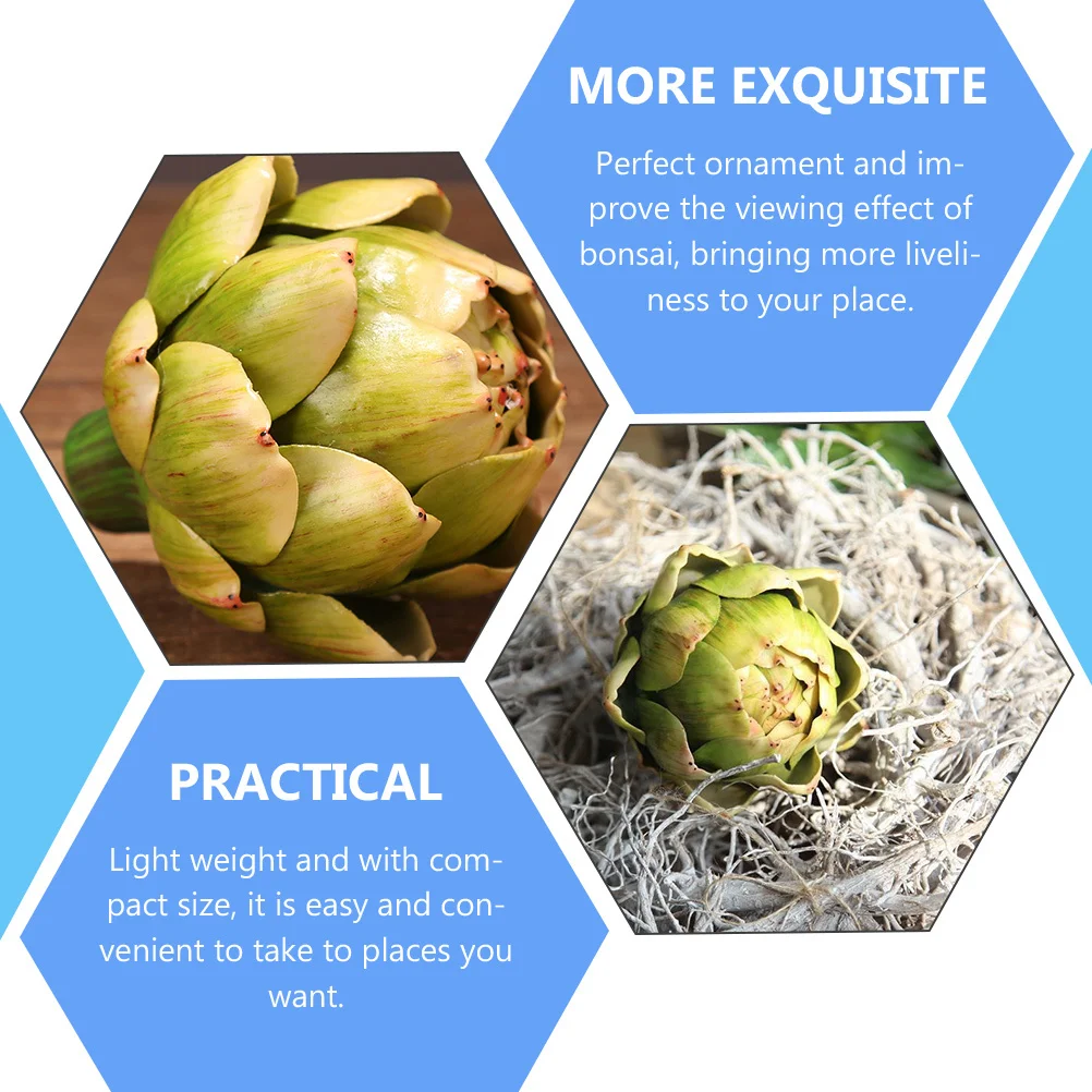 

4Pcs Faux Artichoke Props Artificial Plants Plastic Decoration Lightweight Ornaments for Home Wedding Garden Office
