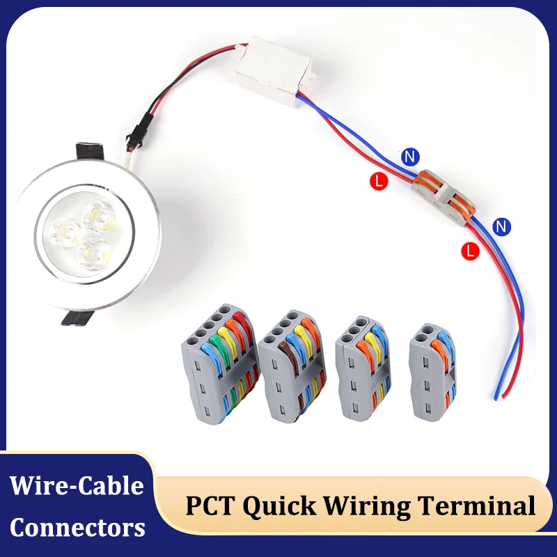 

Клеммы для быстрой проводки PCT, разъем для проводов лампы, распределительная коробка для параллельных проводов, 1/2/3/4/5, вставной разветвитель, компактное соединение для сращивания