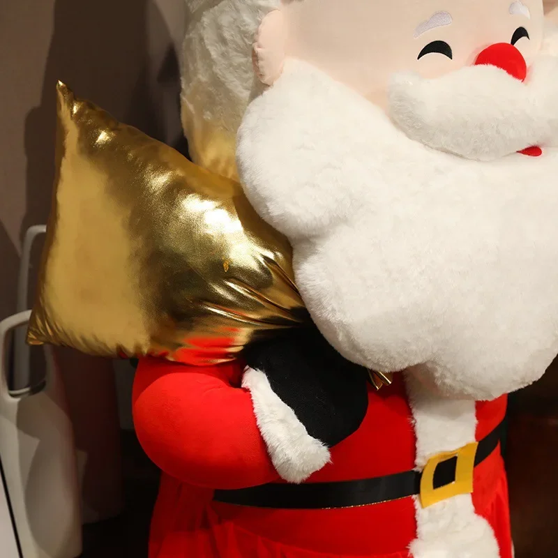 Caliente 80 cm lindo Papá Noel de peluche grande con mochila dorada Animal relleno juguete de Navidad para niños cumpleaños regalo de Navidad decoración interior