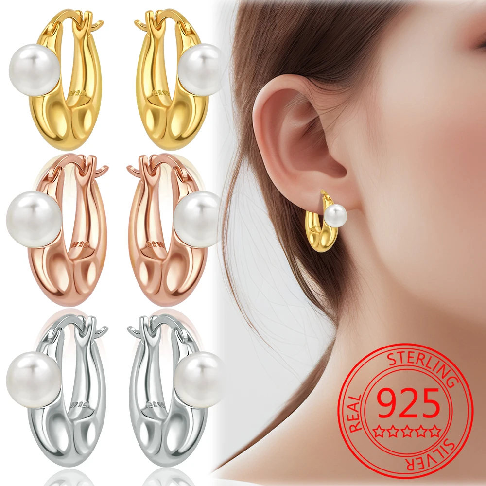 925 Sterling Silver Earrings Round 14k Gold Plated Low Allergy Earrings Forwomen Luxury and Refinement Senior Jewelry Gifts