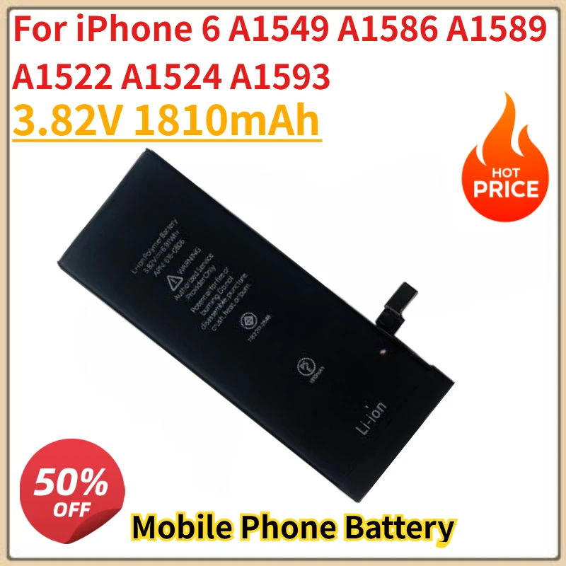 Nueva batería de teléfono móvil de alta calidad 3,82 V 1810mAh para iPhone 6 A1549 A1586 A1589 A1522 A1524 A1593