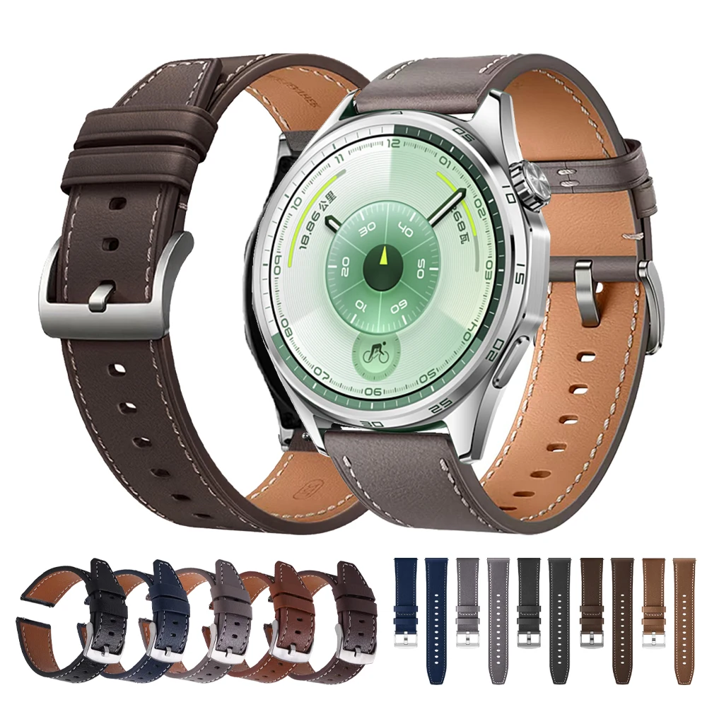 สายหนังลำลองขนาด 22 มม. 20 มม. สำหรับนาฬิกา Huawei Watch GT6 5 4 46 มม. สายรัดข้อมือสำหรับนาฬิกา 5 4/GT3 2 42 มม./GT 5 6 Pro สายเปลี่ยน