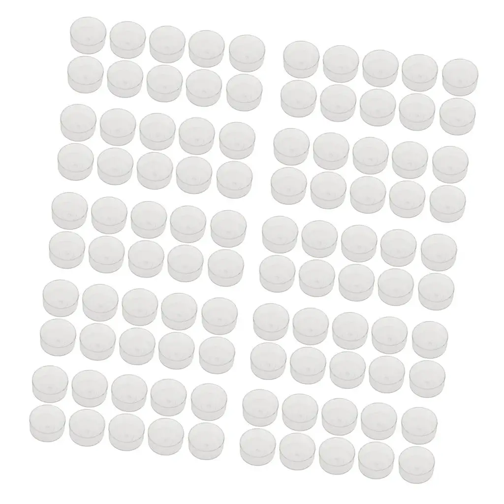 Practical 100 pcs Plastic Transparent Round Tealight Cups Resistant Empty Candle Mold DIY Wedding Party Decorations Box Collect view 2