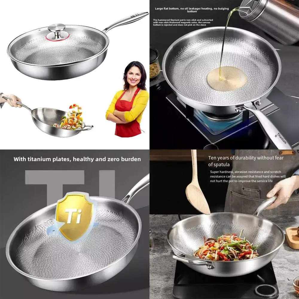 

Titanium Non-Stick Cookware with Lid - Durable, Scratch-Resistant Hammered Pan for Nutrient Retention and Easy Cooking