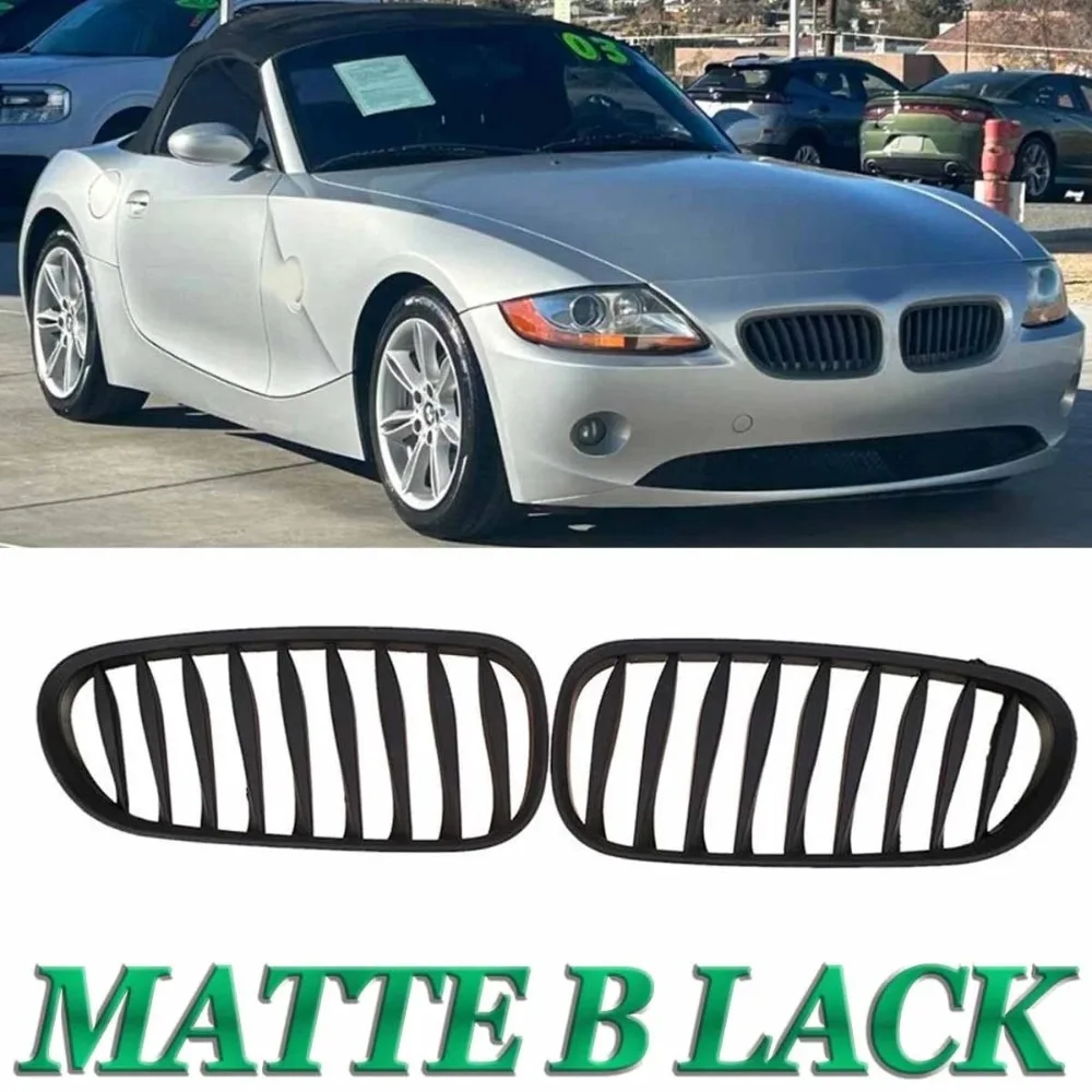 Matte/Gloss Black Car Front Bumper Kidney Grille Racing Grills Grilles for BMW Z4 E85 2003-2008 Roadster/E86 Coupe view 4