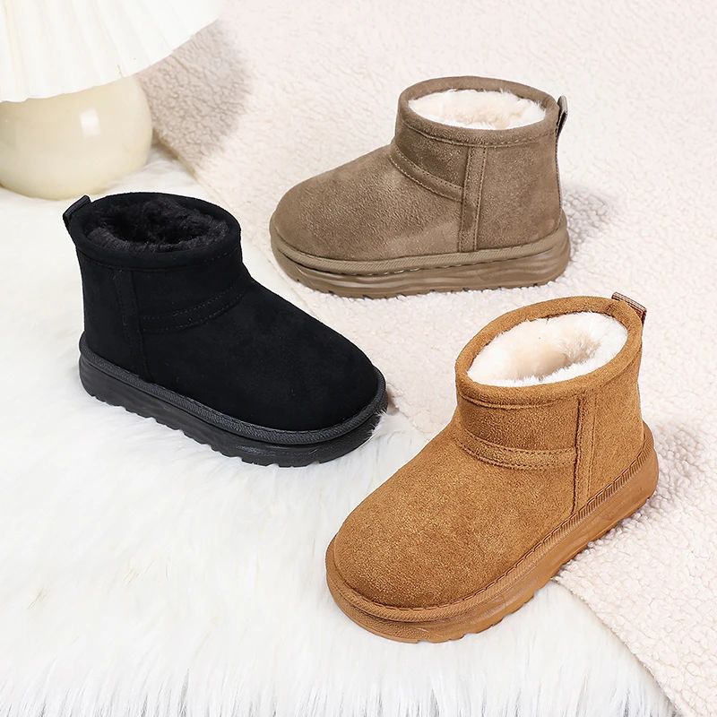 

Children's Winter Boots for Girl Simple New Kids Outdoor Ankle Boots Warm Fashion Boys Causal Platform Cotton Boots Solid Color
