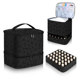 Sac de rangement pour vernis à ongles 30 HI, grand sac à main portable pour cosmétiques, avec poignée, pour voyage, 2 couches d'huile essentielle