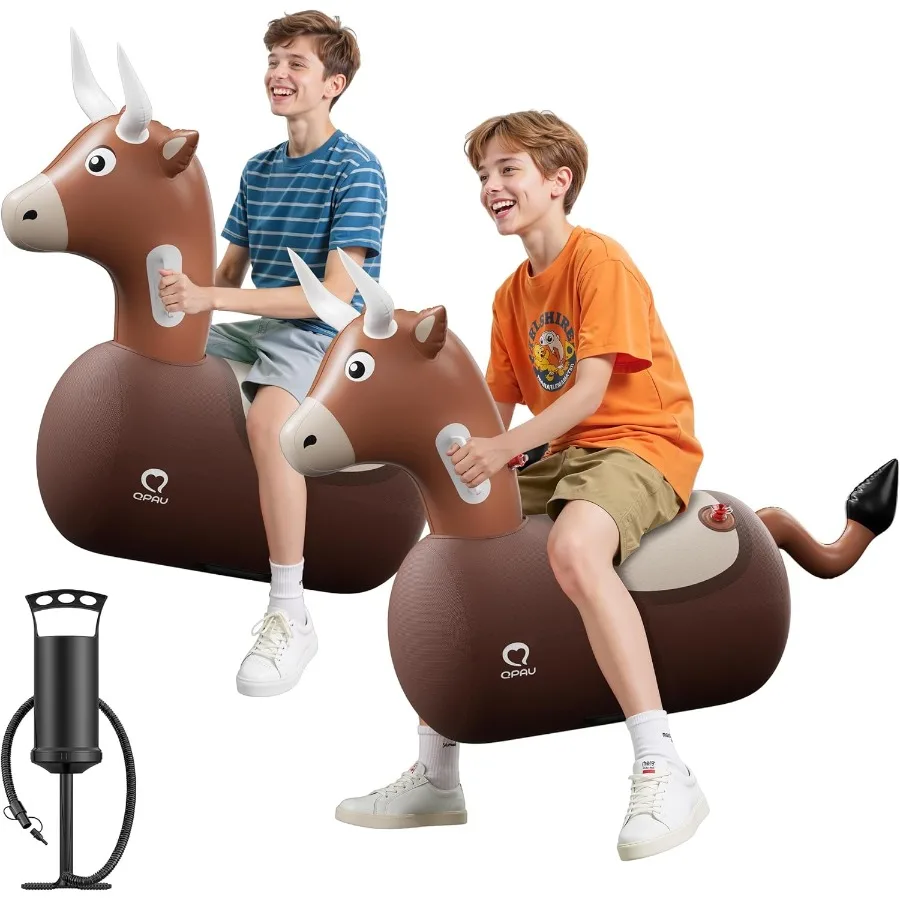 Qpau inflável rena funil brinquedo saltitante 2 pçs com capa de tecido bomba passeio em brinquedos para 5 + adultos rena de natal inflável