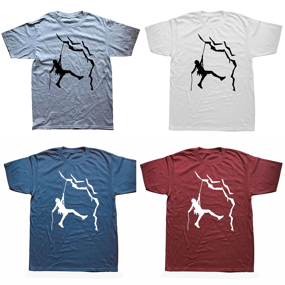 Summer Mens Clothing Climb T Shirt Casual Cotton Summer Short Sleeve Funny Mountain Climbing T-shirt Mans Tshirt Harajuku