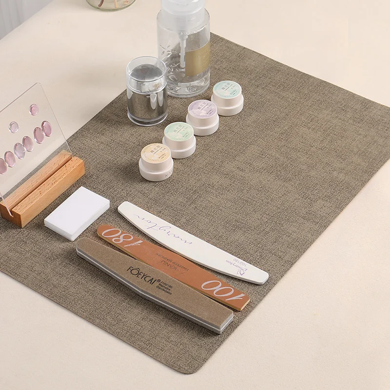 KANIU 43X30/60X42cm Leather Texture Nail Salon Mat Nail Salon Desk Mat Large Double Sided Leather Texture Nail Table Mat Salon