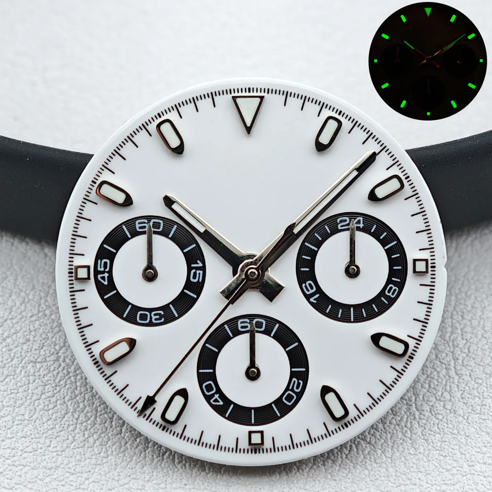 قرص جديد 29 ملم مع توهج أخضر في الظلام والأيدي، مناسب لملحقات ساعة الحركة VK63، مناسب لعلبة 39.3 ملم