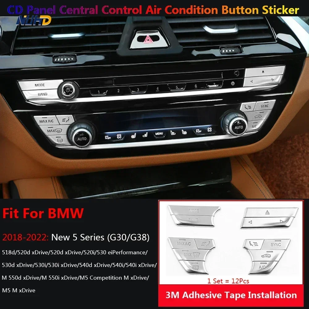 

Car Center Console CD Panel Switch Button Cover Trim Patch For BMW New 5 Series G30 G38 2018-2022 Interior Stickers Accessories