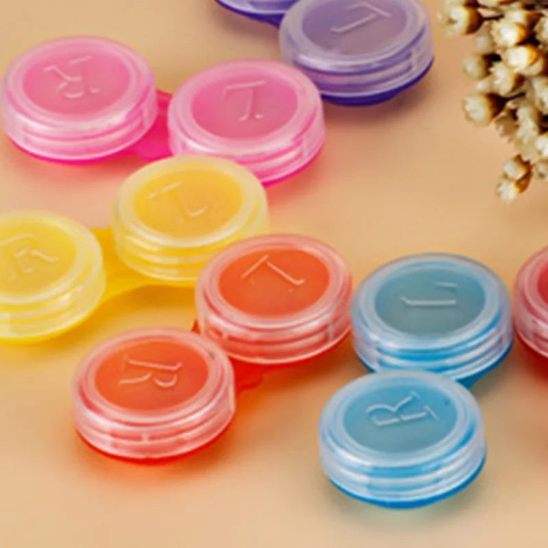 Mini estuche para gafas de contacto portátil, caja de almacenamiento de dos colores para el cuidado de los ojos, contenedor compacto para lentes de contacto desechables, 5 uds.