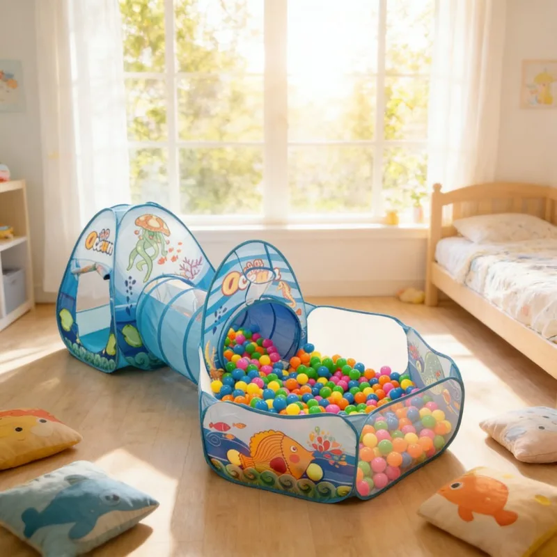 3-in-1-Ballbecken für Kinder, Baby-Laufstall, tragbares Kinderzelt, Bällebad, Krabbeltunnel, Kinderspielplatz, Hofzimmer, lustiges Geschenk für Kleinkinder