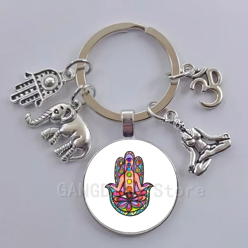 Фатима-Мандала-Цветок-и-полоска-для-рук-Медитация-Йога-Стеклянный-брелок