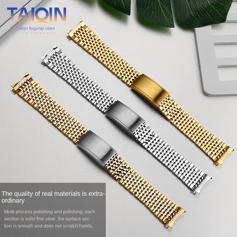 Curved end Watchband for Omega De Ville 424 Old Seamaster Stainless Steel Watch Strap 18mm 19mm 20mm Men's Bracelet accessories image 2
