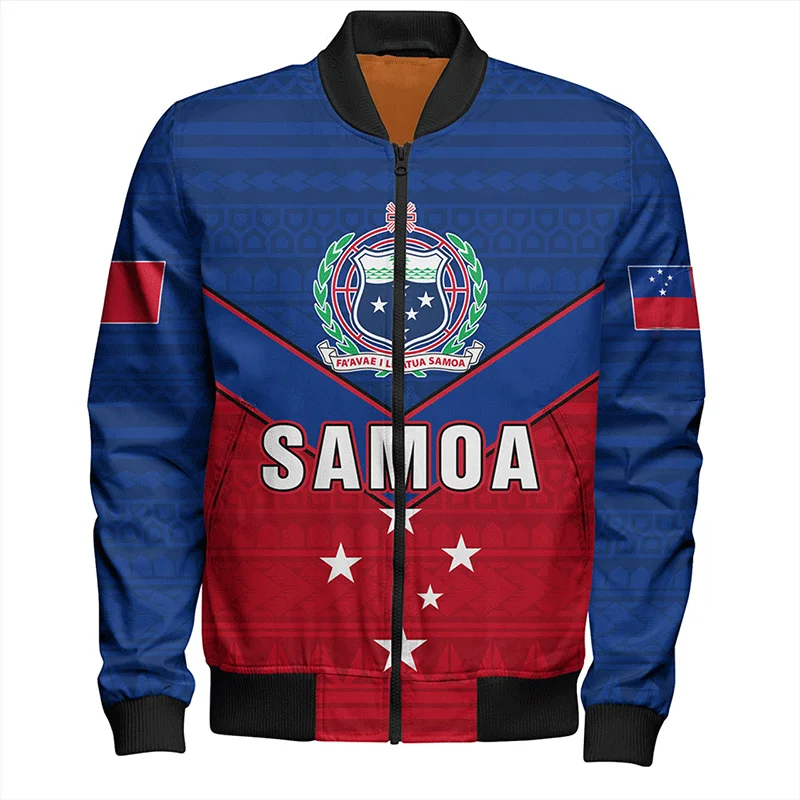 Vintage 3D The IndependentState Of Samoa Emblem Printed Jacket American Samoa Flag Graphic Jackets Cool Streetwear Mens Clothing