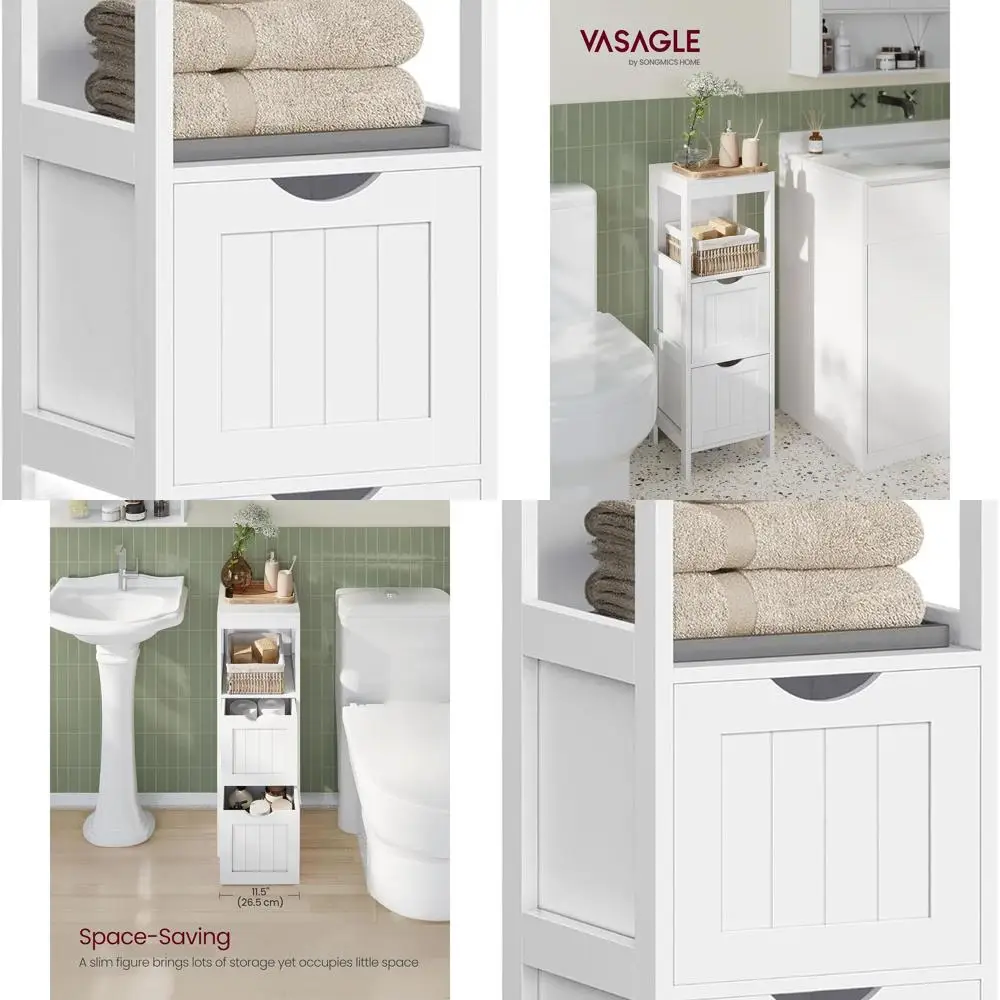 

Storage Cabinet, Storage Organizer Rack Stand for Bathroom, Living Room, Bedroom, Multifunctional Corner Unit, 2 Drawers, 35 Inc