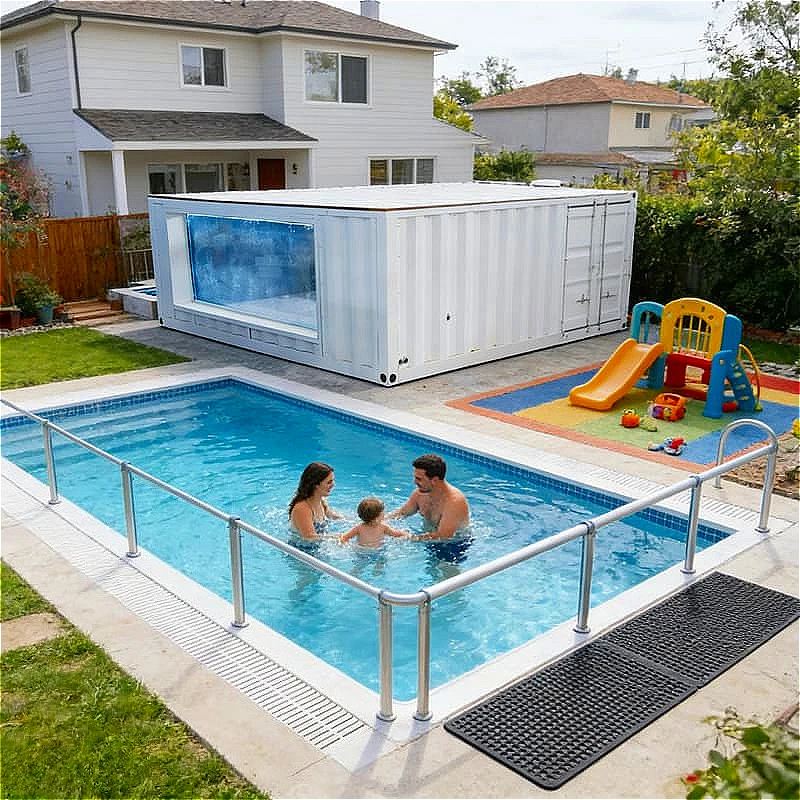 Container Swimming Pool Stainless Steel Shipping Container Pool Above Ground Villa Garden Outdoor Entertainment Summer Custom