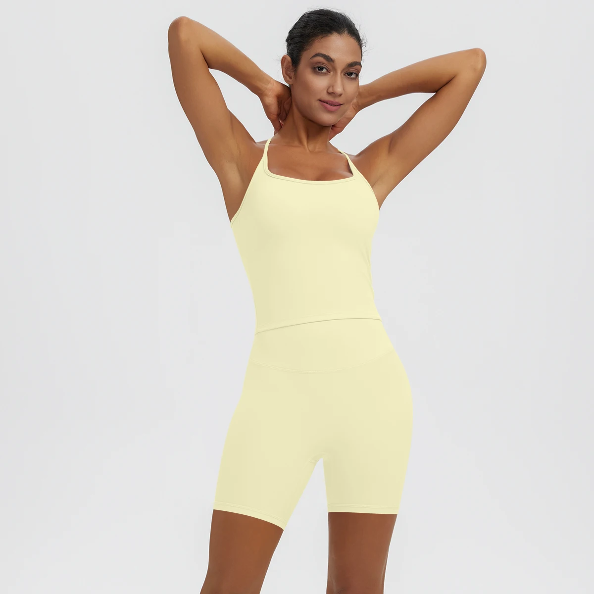 Rooftrellen 2-teiliges sexy einfarbiges Yoga-Set für Frauen, mit schönem Rücken und I-förmiger Weste, Fitness-Lauf-Yoga-Shorts-Set für Damen – Detail 25