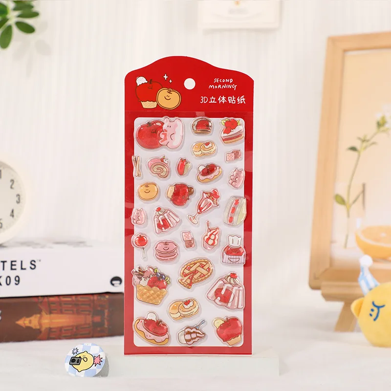 Creative Food Sticker Dim Sum Cake 3d Relief Sticker Scrapbooking Diy Diary Decor Journaling Stationery Kawaii Stickers