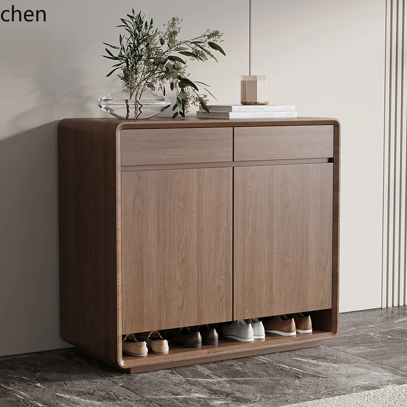 

YXY Entryway Shoe Cabinet Solid Wood Two-Door Household Hallway Storage Organizer Entrance Cabinet