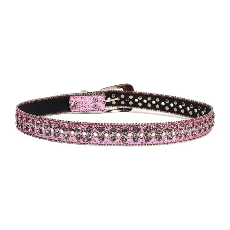 

652F Shinning Buckle Waist Belt for Street Culture Enthusiasts Adjustable Belt for Cowboy Cowgirl Teens Female