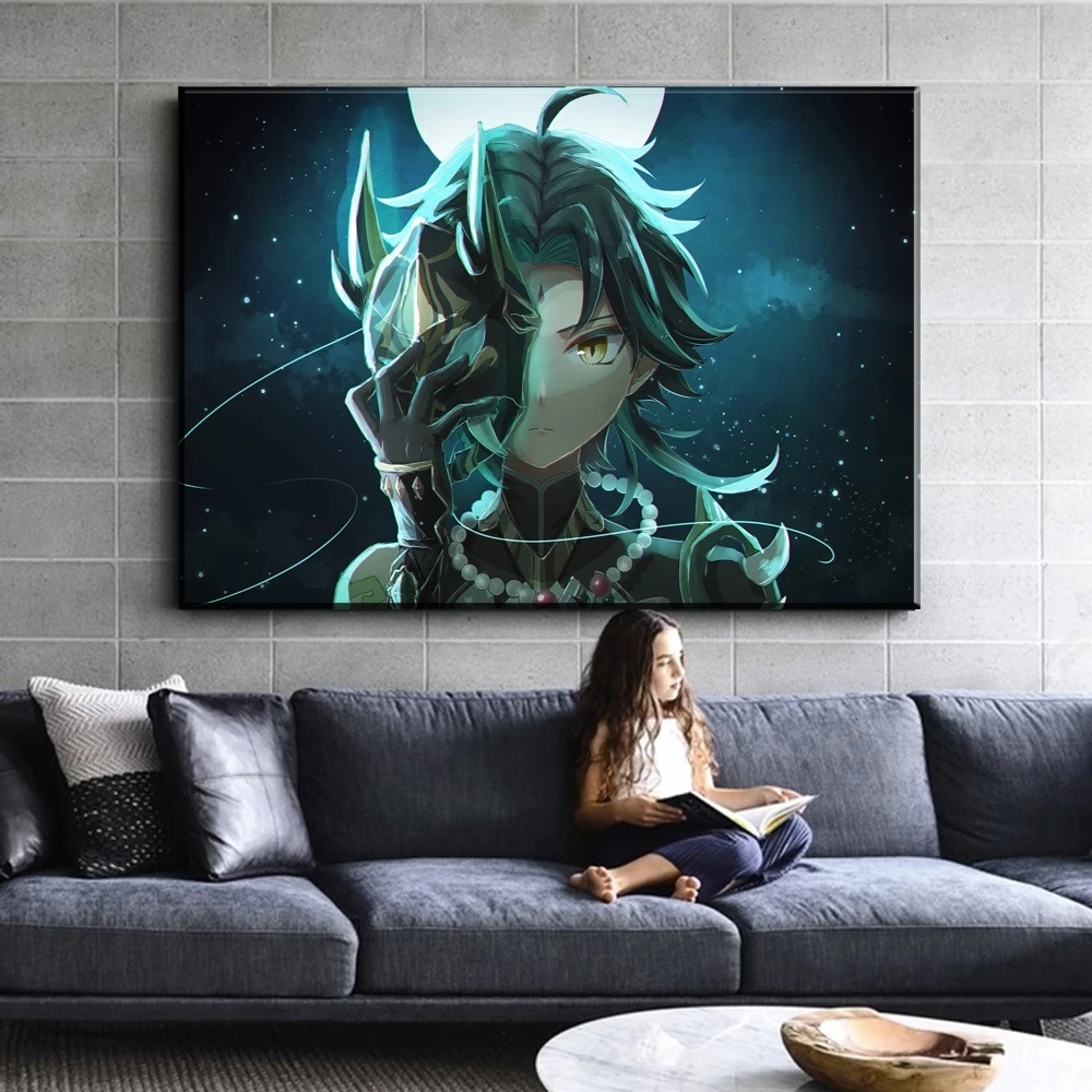 

Anime Genshin Impact Xiao Immortal Game Wall Art Canvas Painting Posters Pictures Decorative Printed for Kids Bedroom Home Decor