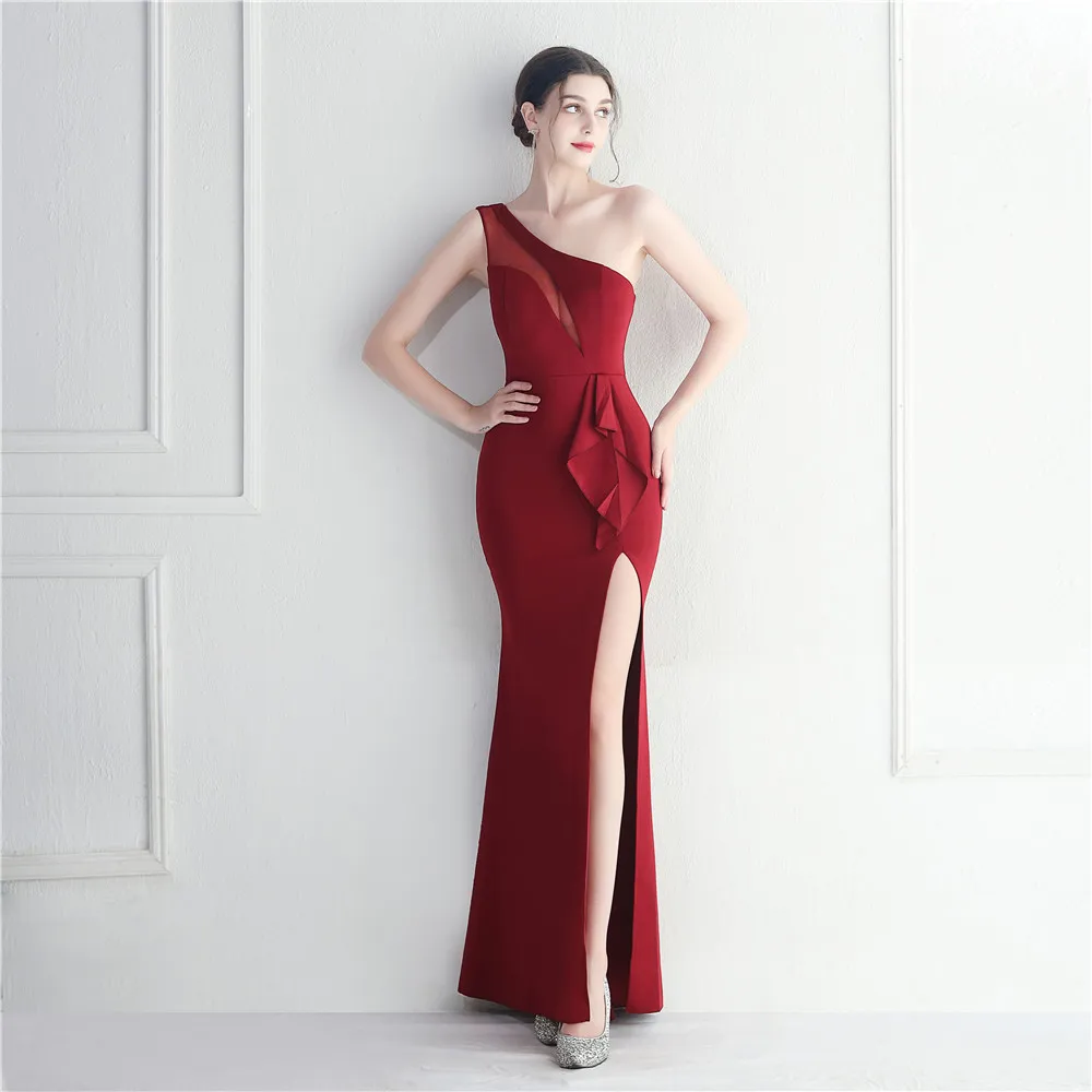 Suknia wieczorowa długa, siateczkowa, z motywem liści lotosu, etykieta perspektywiczna, odpowiednia na formalne okazje, kostiumy drag queen, standardowa suknia balowa.