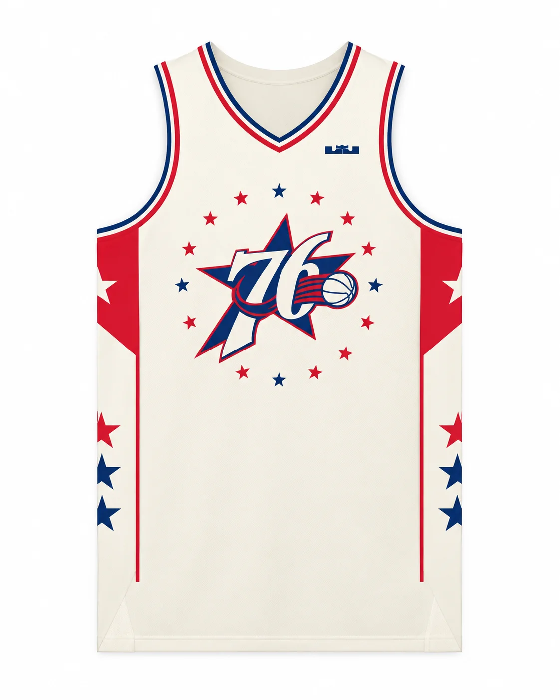 76 Star Print Basketballtrikot, ärmelloses V-Neck Sport-Tanktop für Männer und Frauen, atmungsaktive Mesh-Trainingsuniform, Fan-Basketballtrikot – Detail 4